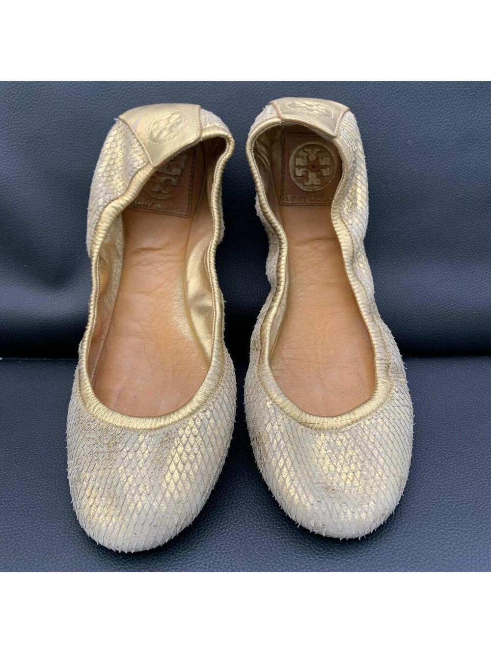 Tory Burch Gold Ballet Flats Sz 8 Womens